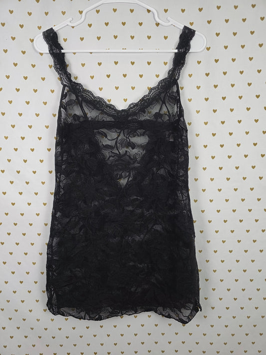 Victorias Secret Vintage Black Stretchy Lace nightie Lingerie lace Medium