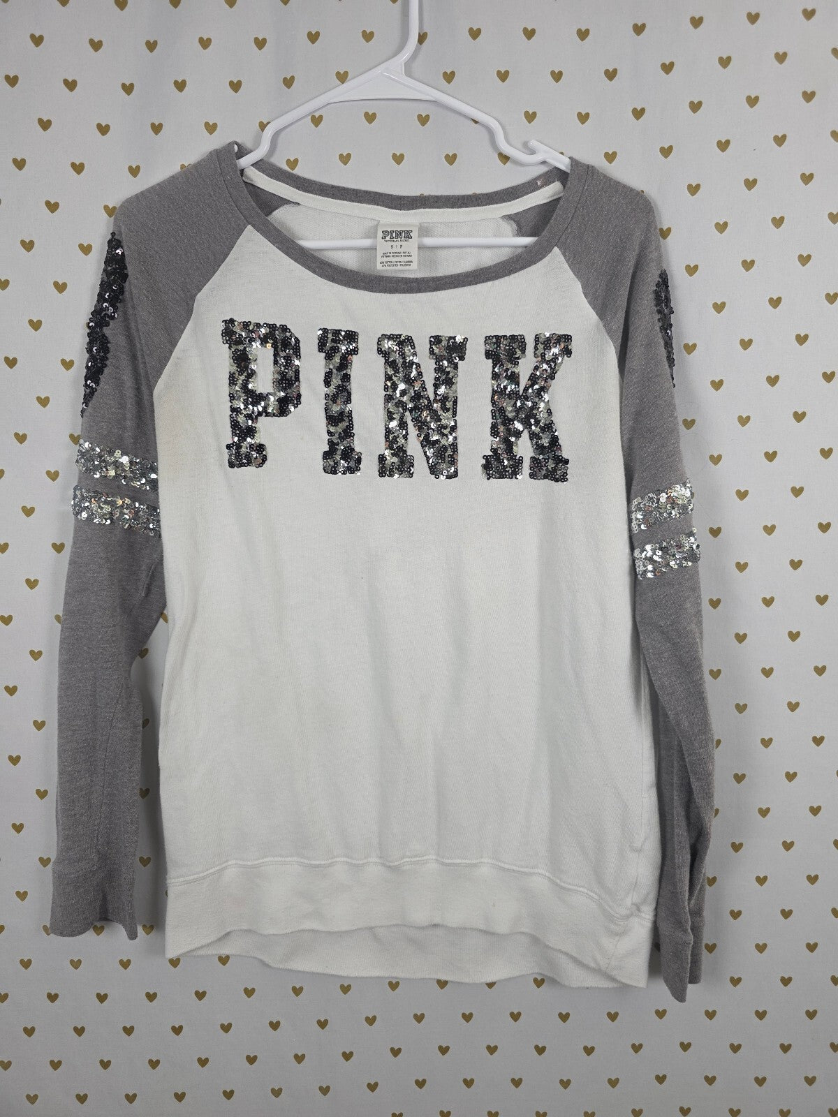 Victorias Secret PINK Bling Cheetah Sequined Long Sleeve Tee shirt Small