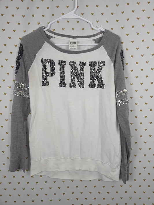 Victorias Secret PINK Bling Cheetah Sequined Long Sleeve Tee shirt Small