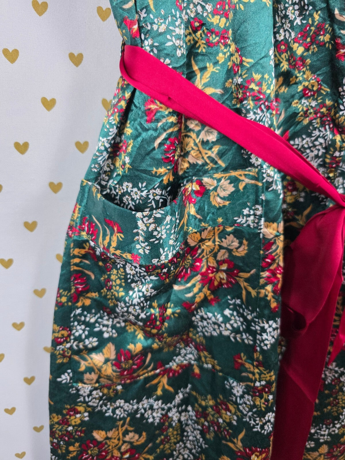 Vintage Victoria's Secret Gold Label Floral Robe P/S Green Quilted Long 80s