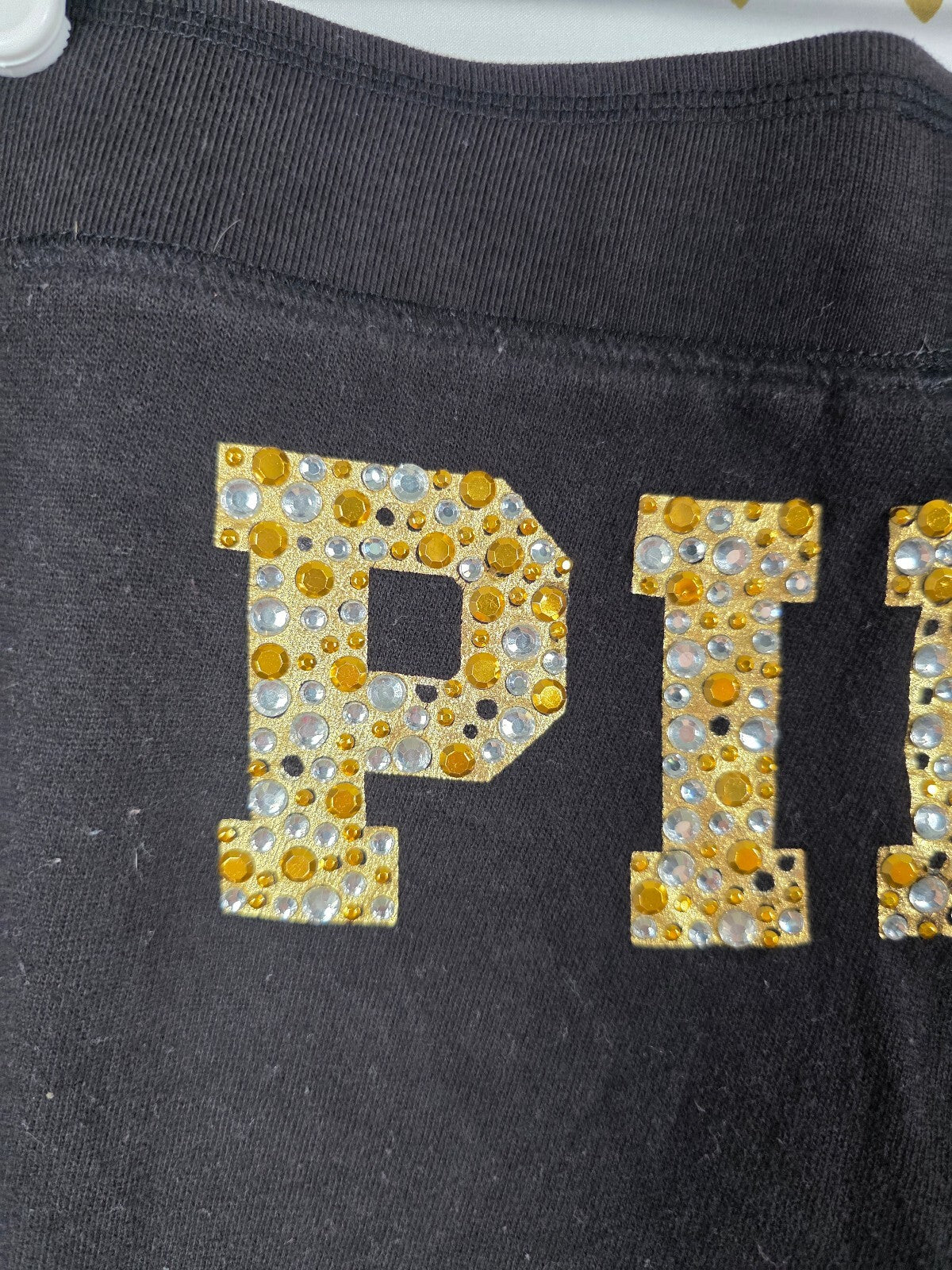 Victorias Secret PINK GOLD BLING PEACE Joggers Sweatpants Sweats Y2k Vintage L
