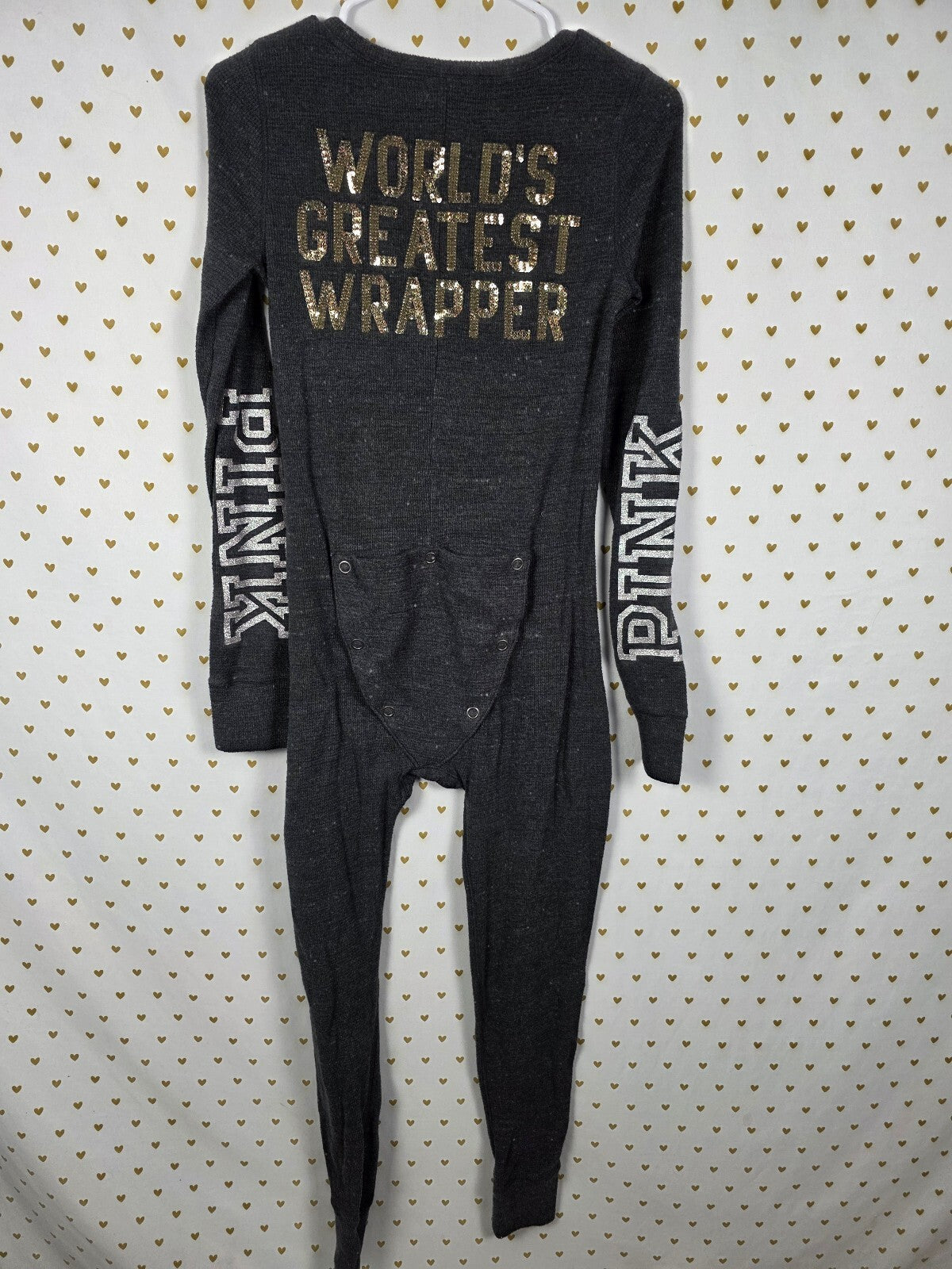 Victoria's Secret PINK Union Suit S World's Greatest Wrapper Sequin Pajamas