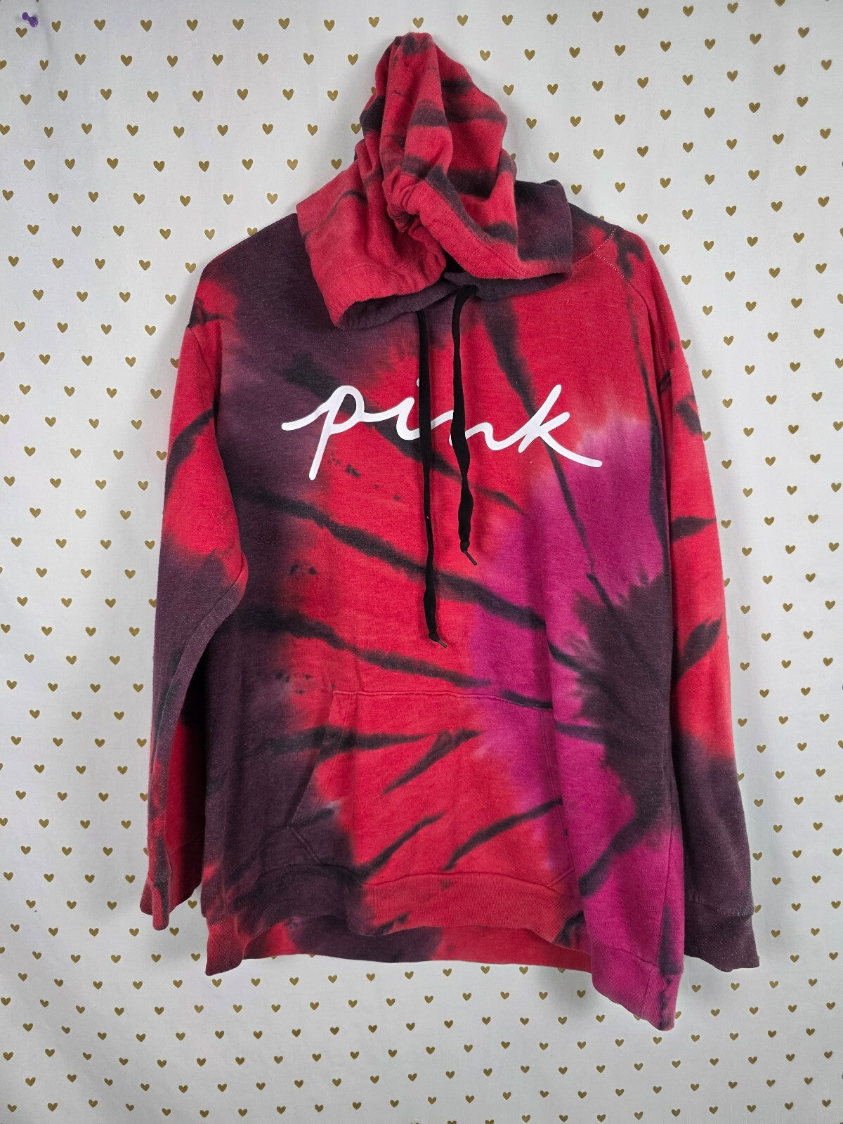 Victorias Secret Pink Oversized Tye Dye Pullover Sweater Logo LARGE