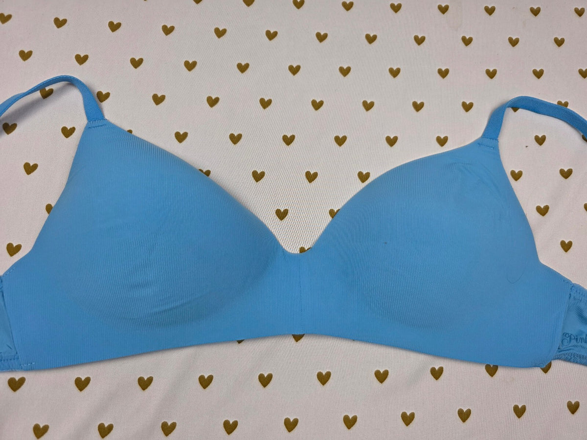 Victorias Secret PINK Blue Wireless No Wire Bra 38B Push Up bra