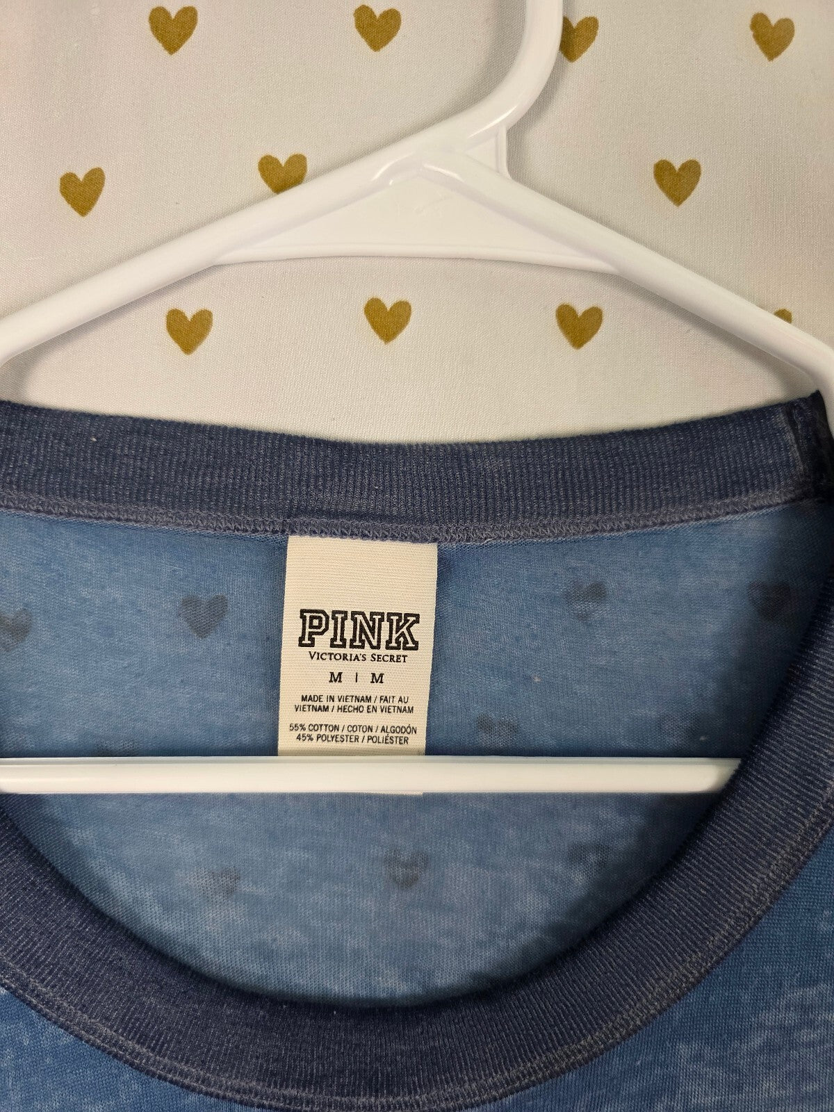 Victorias Secret PINK Blue Love burnout stretch  Tee shirt MEDIUM