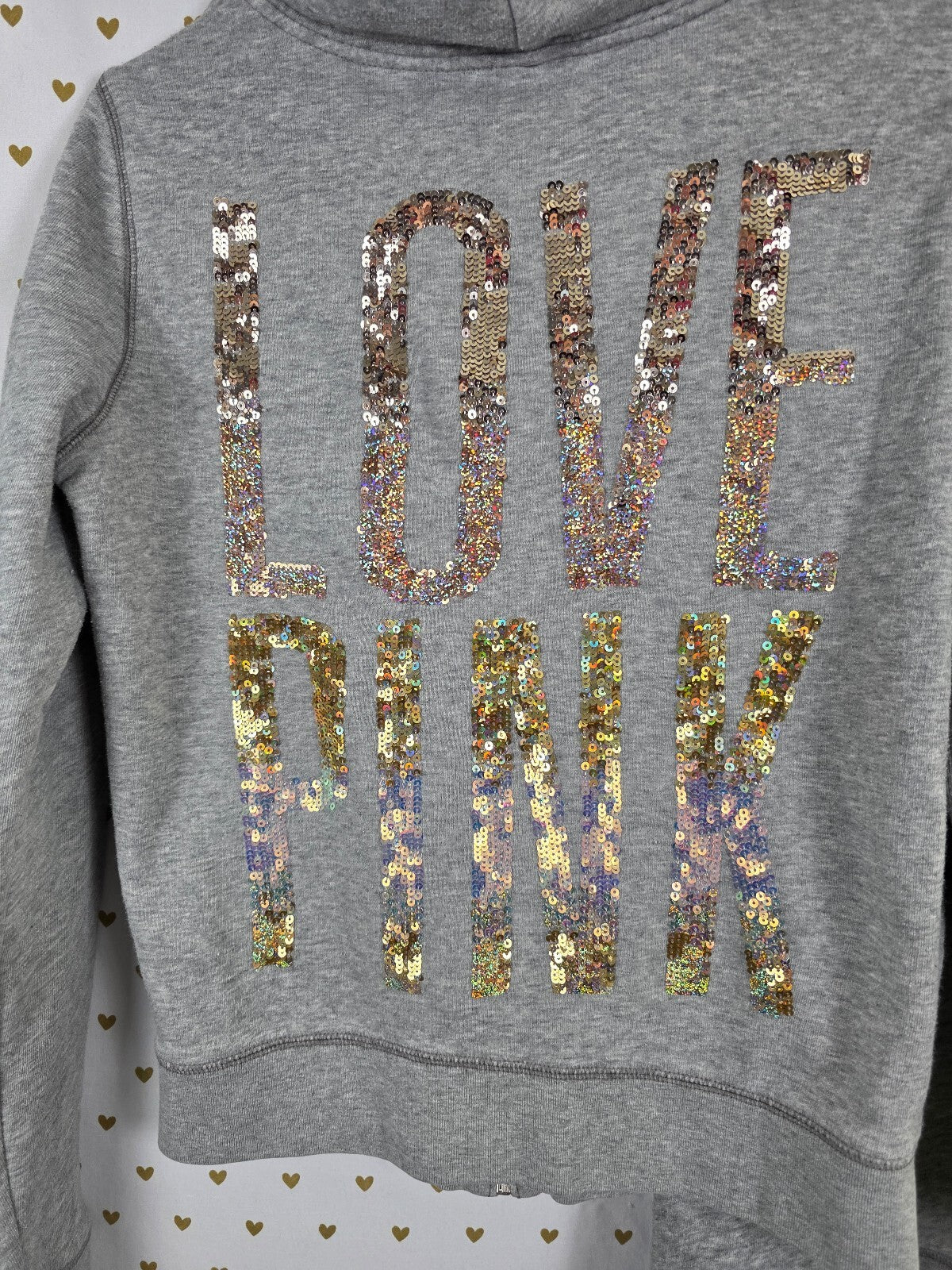 Victorias Secret Pink Vintage Gradient Bling SET Gold Sequined Small Y2k Sweats