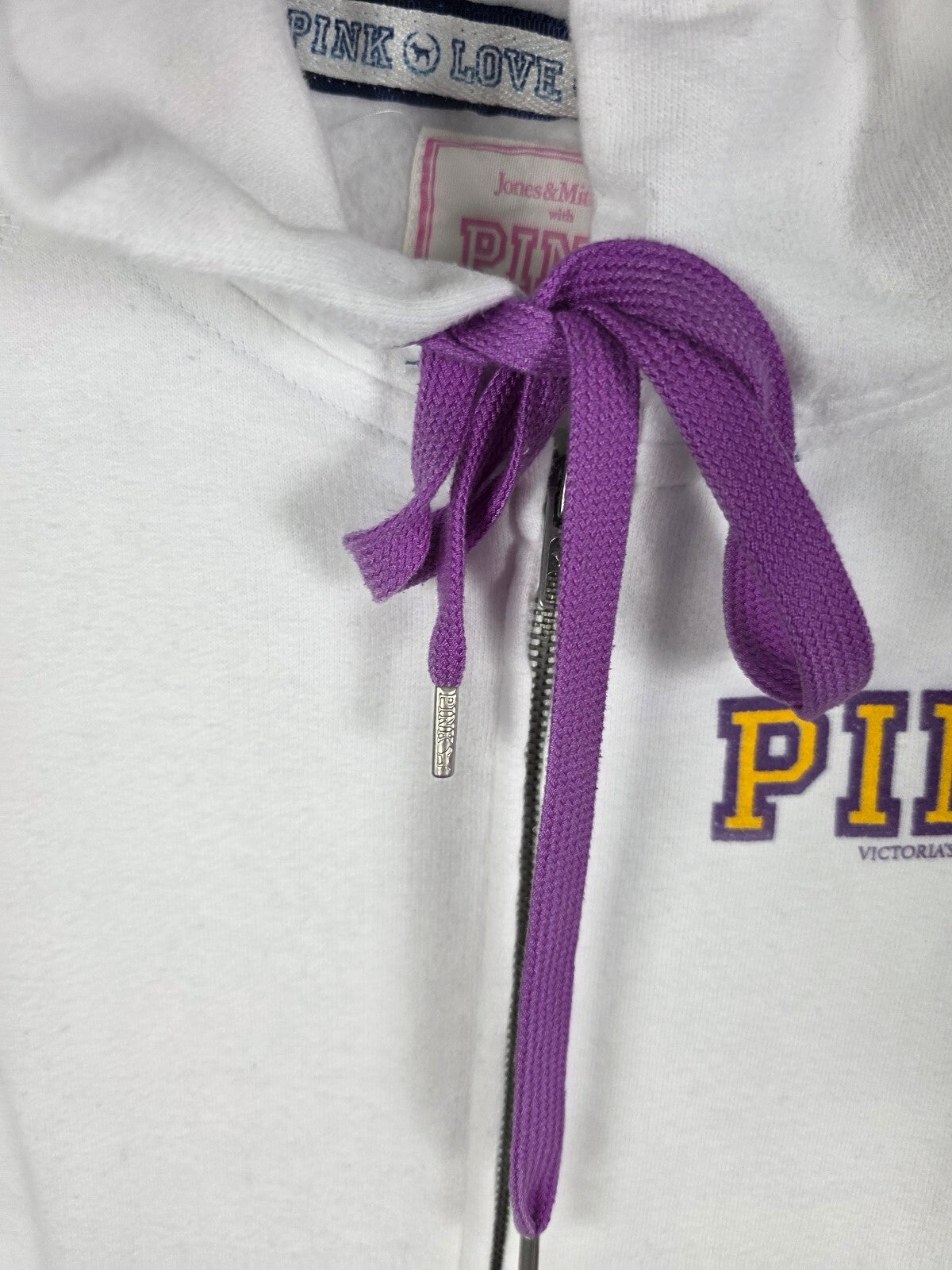 PINK Victoria's Secret Jones & Mitchell LSU Tigers Zip Hoodie White Large