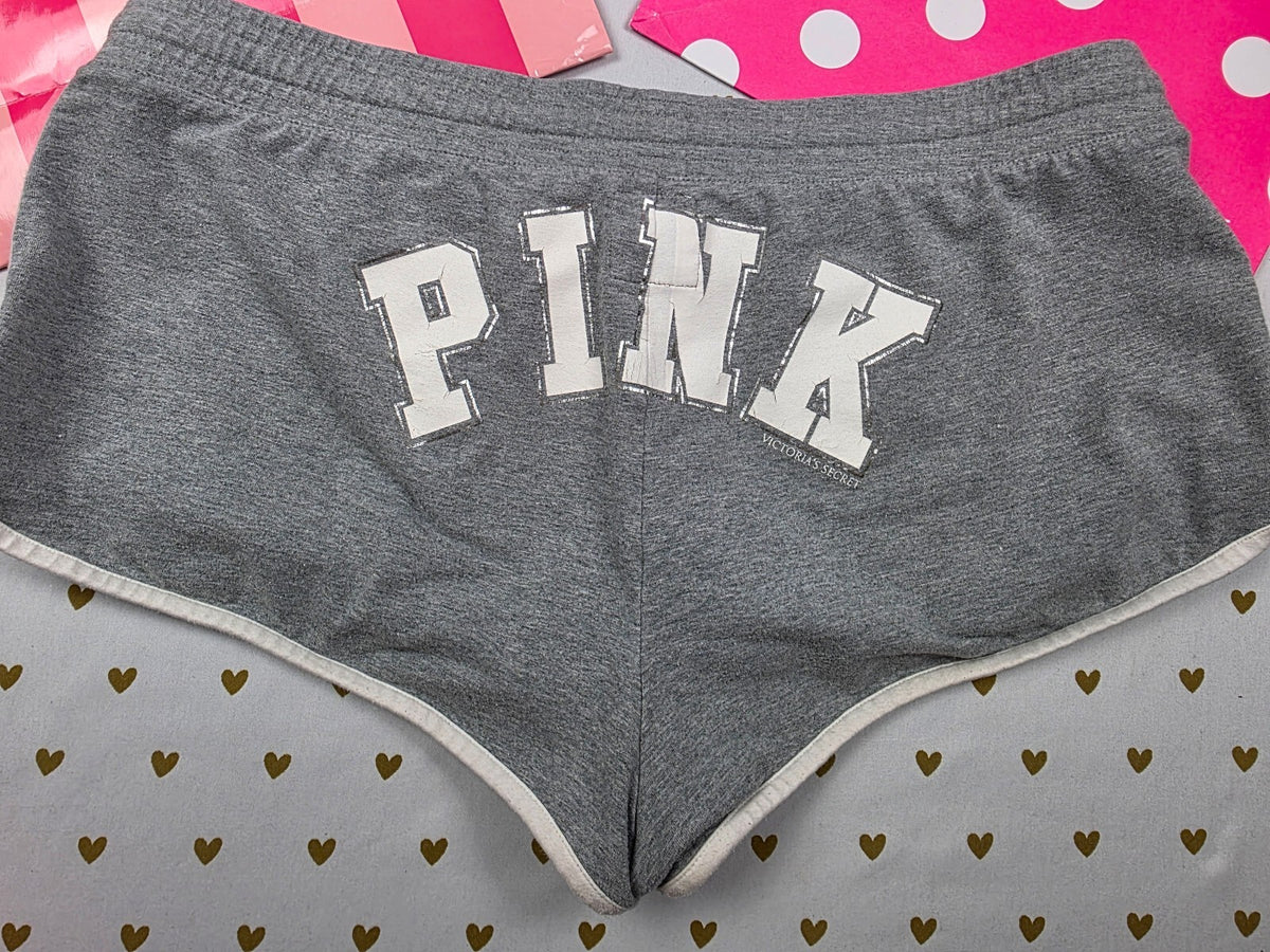 Vintage Y2K Victoria's Secret PINK 86 Dog Micro Mini Shorts M Grey