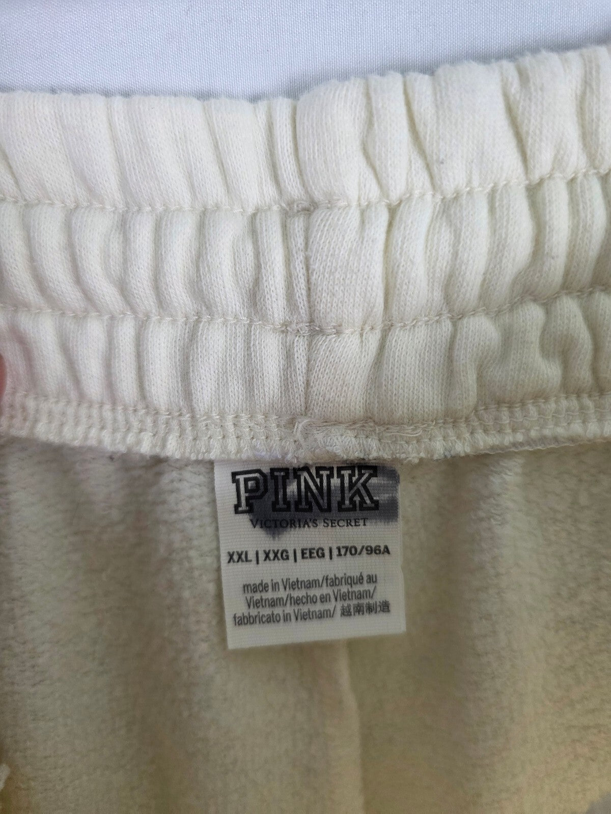 Victorias Secret Pink 2XL XXL Cream Hoodie Jacket sweats SET 2pc Outfit