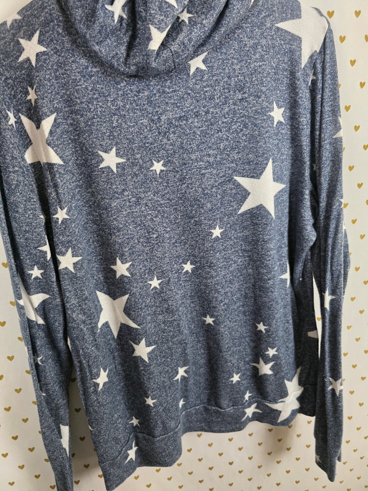 Victorias Secret Pink Blue Stars Thin Strechy Hoodie Jacket Full Zip Large