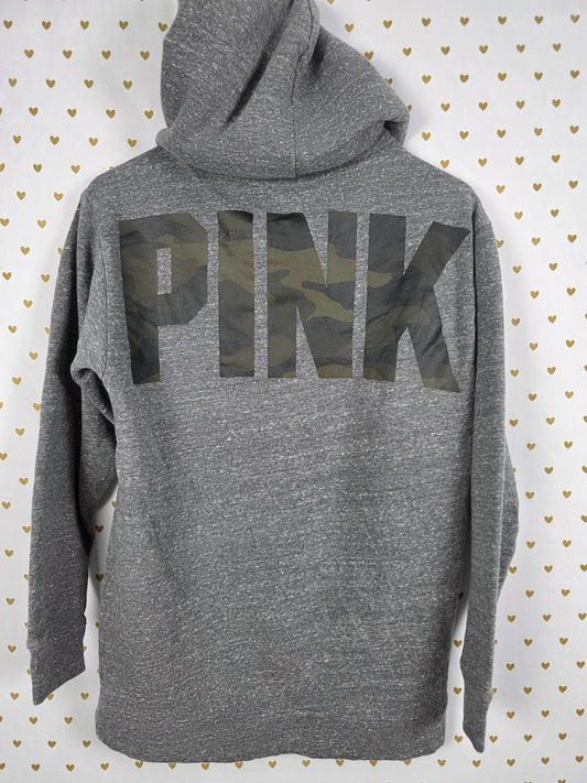 Victorias Secret Pink Sherpa Lined Camo Camouflage Logo Pullover Hoodie XS