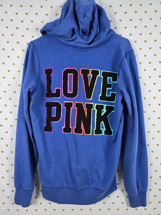 Victorias Secret Pink Vintage Heart Pullover Sweater Rainbow Embroidered MEDIUM