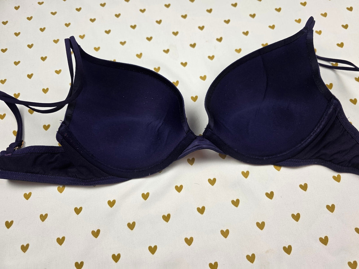 Victorias Secret Blue Satin Very Sexy Push Up Bra 36B