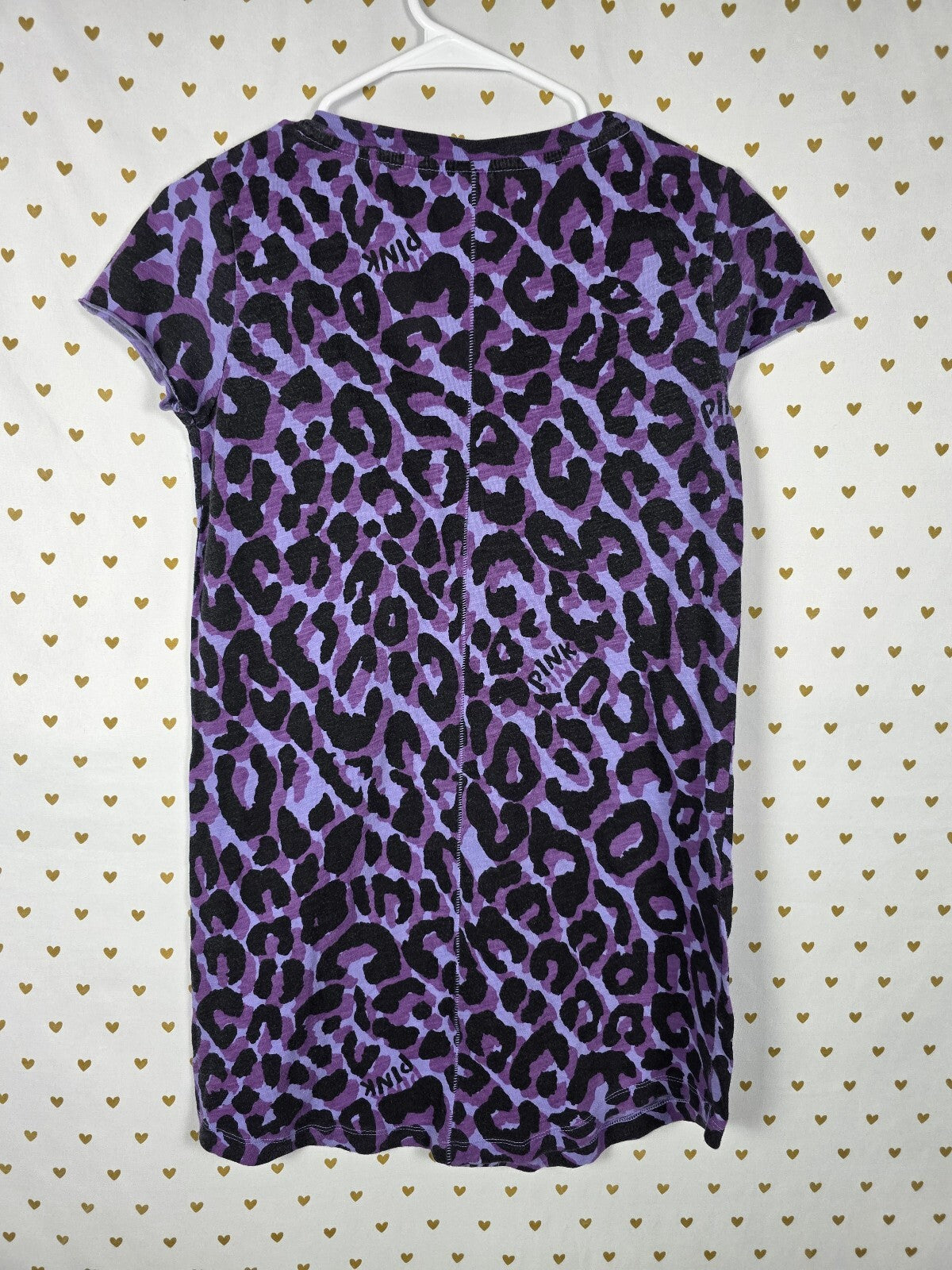 Victoria's Secret PINK Get Wild Get Pink Leopard Sleep Shirt Tee XS Purple HTF