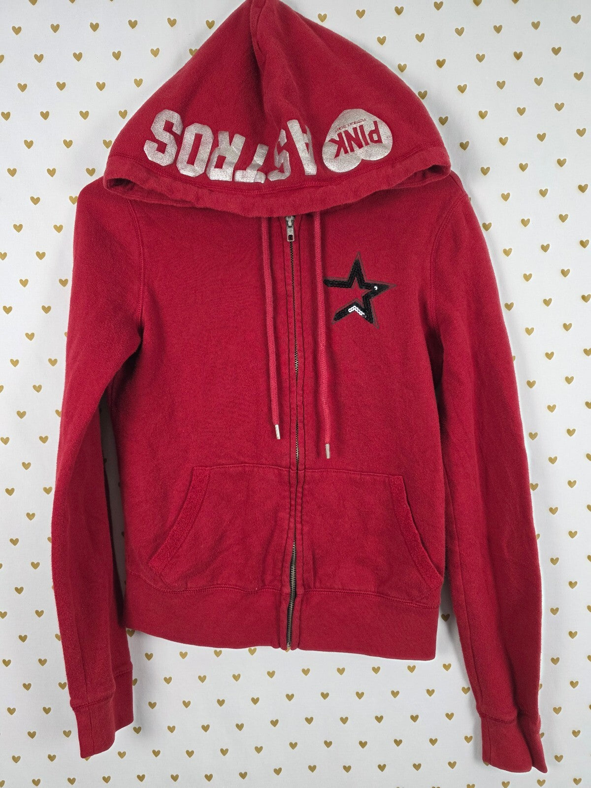 Victorias Secret Pink ASTROS MLB Full zip Hoodie Jacket BLING Houston SMALL