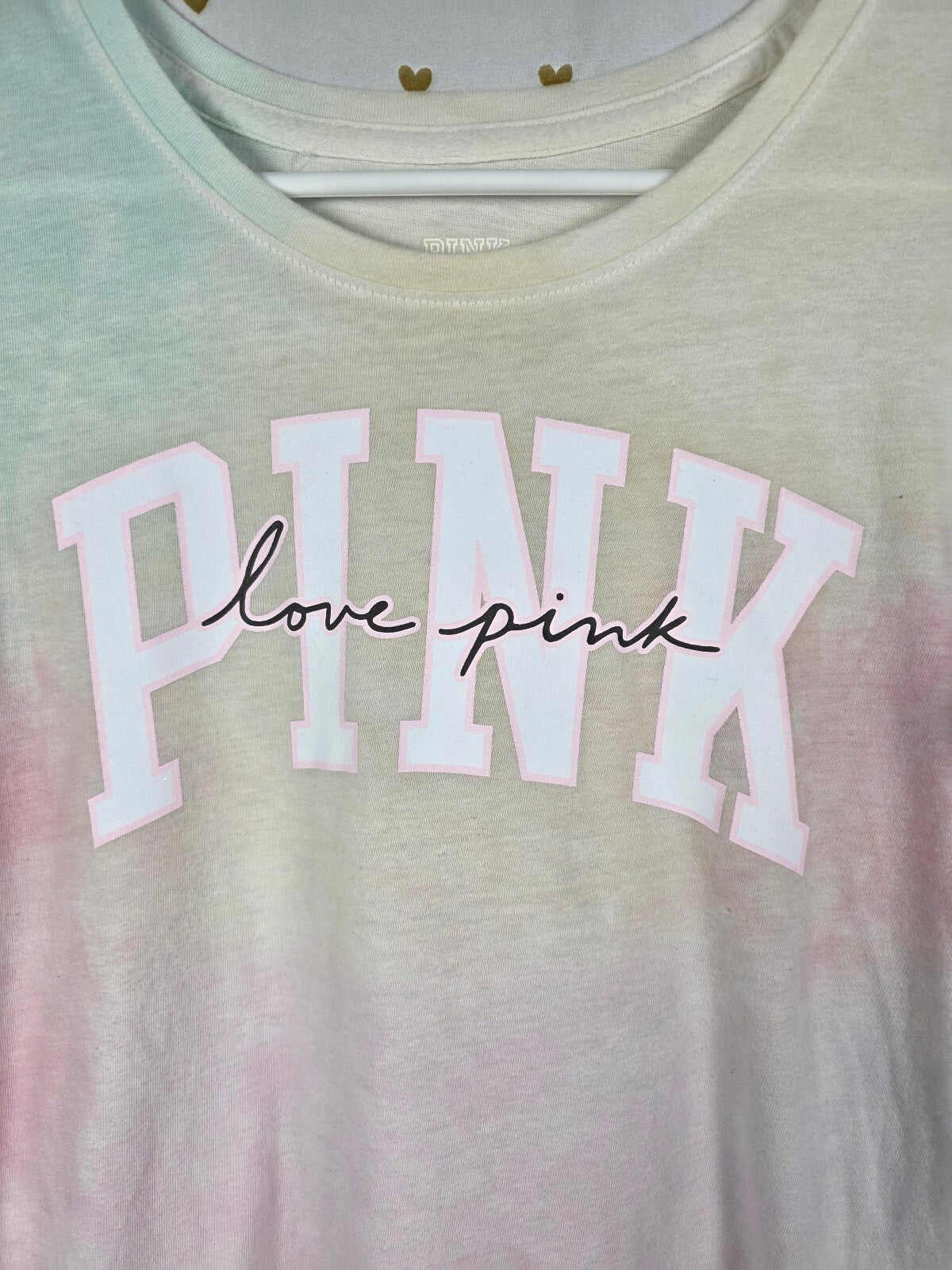 Victorias Secret PINK Watercolor Logo yoga Pants & Tee shirt SET MEDIUM Tye Dye