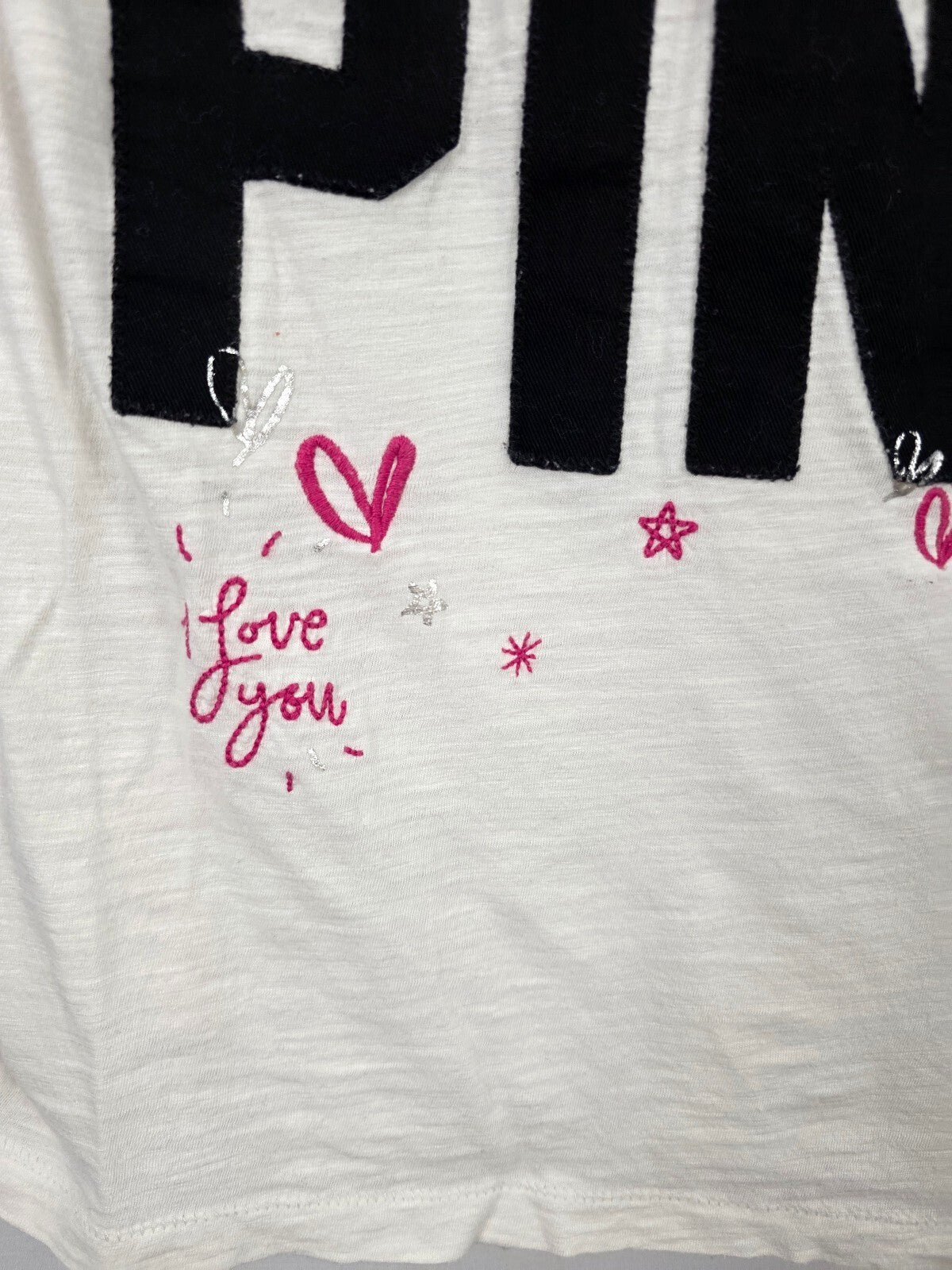 Victorias Secret PINK vintage Love Logo White Tee shirt Y2k Medium
