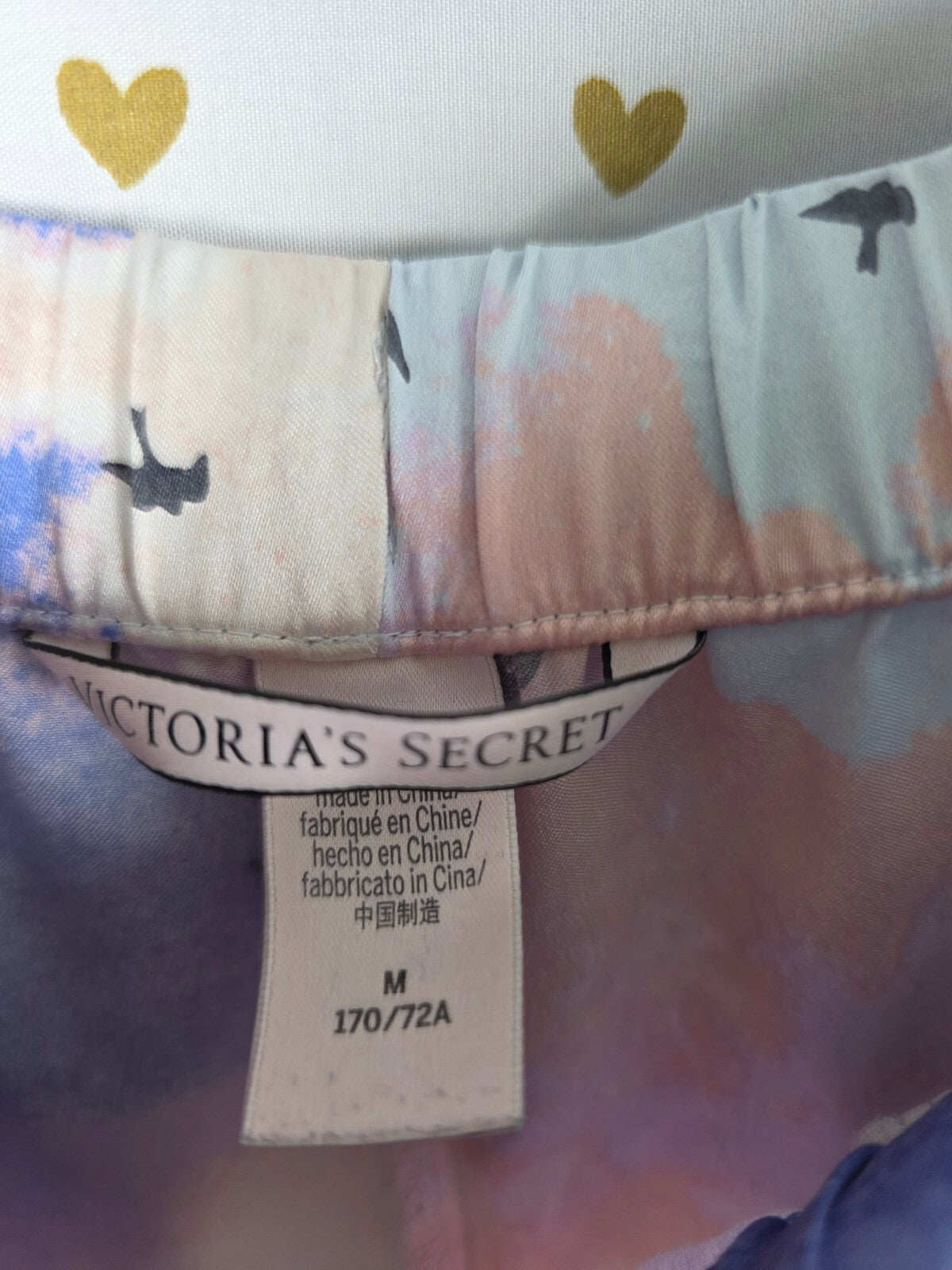 Victorias Secret  Satin Silky Watercolor MEDIUM Sleep Pants Pajama PJ Bottoms