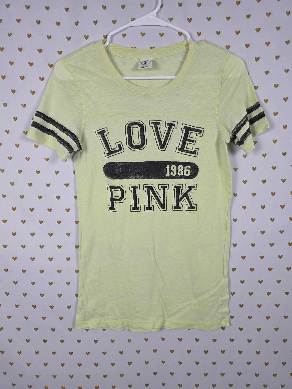 Victorias Secret PINK Vintage Y2k yellow LOVE Tee shirt SMALL