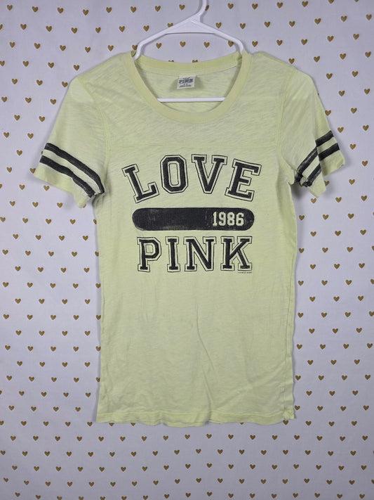 Victorias Secret PINK Vintage Y2k yellow LOVE Tee shirt SMALL
