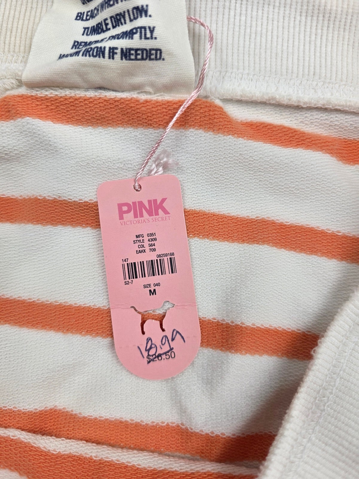 Vintage 2007 Victoria's Secret PINK Mini Skirt M Orange Stripe Beach Club NWT