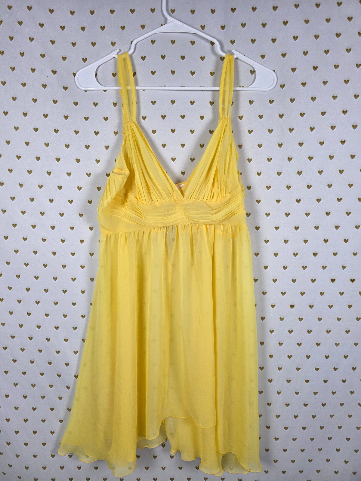 Vintage 2004 Victoria's Secret Yellow Chiffon Babydoll Slip Dress M Y2K