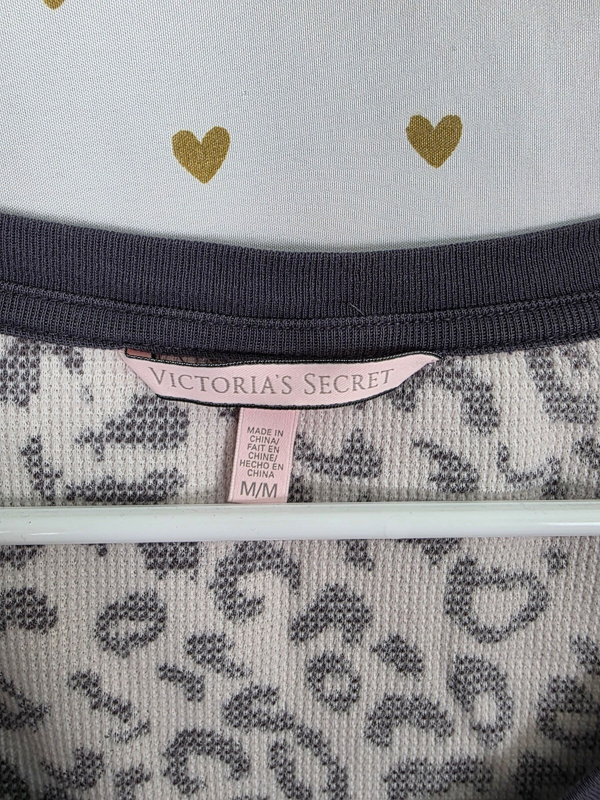 Victorias Secret Henley Thermal Waffle Medium Leopard Cheetah Shirt