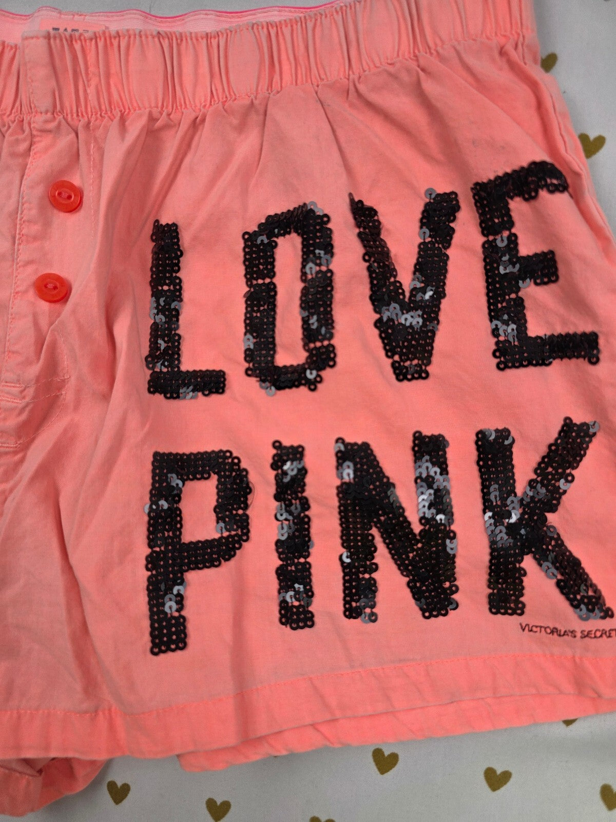 Victorias Secret PINK NEON Bling Small Sleep Shorts Boxers Pajama Bottoms