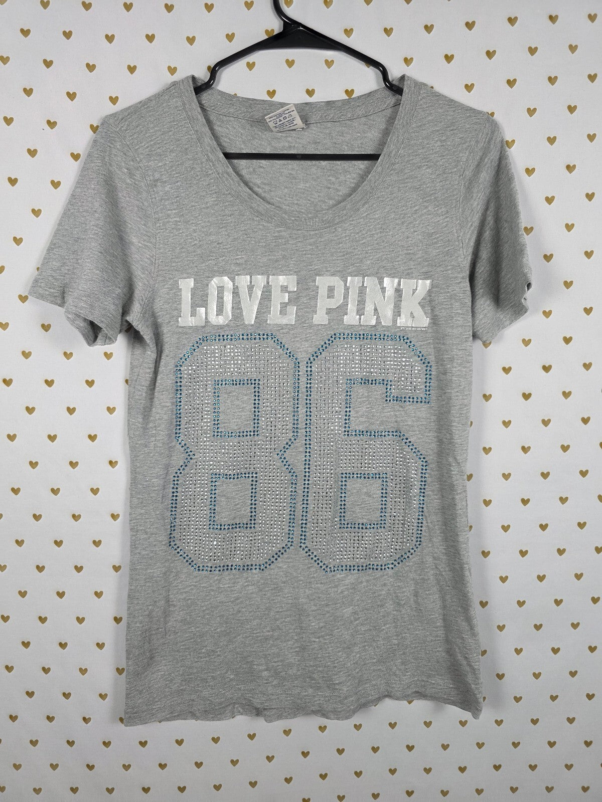Victorias Secret PINK Vintage Studded 86 Y2k Tee Shirt Large