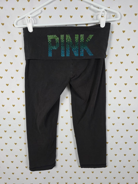 Victorias Secret PINK BLING Gradient Foldover Yoga Pants SMALL Y2k Capri