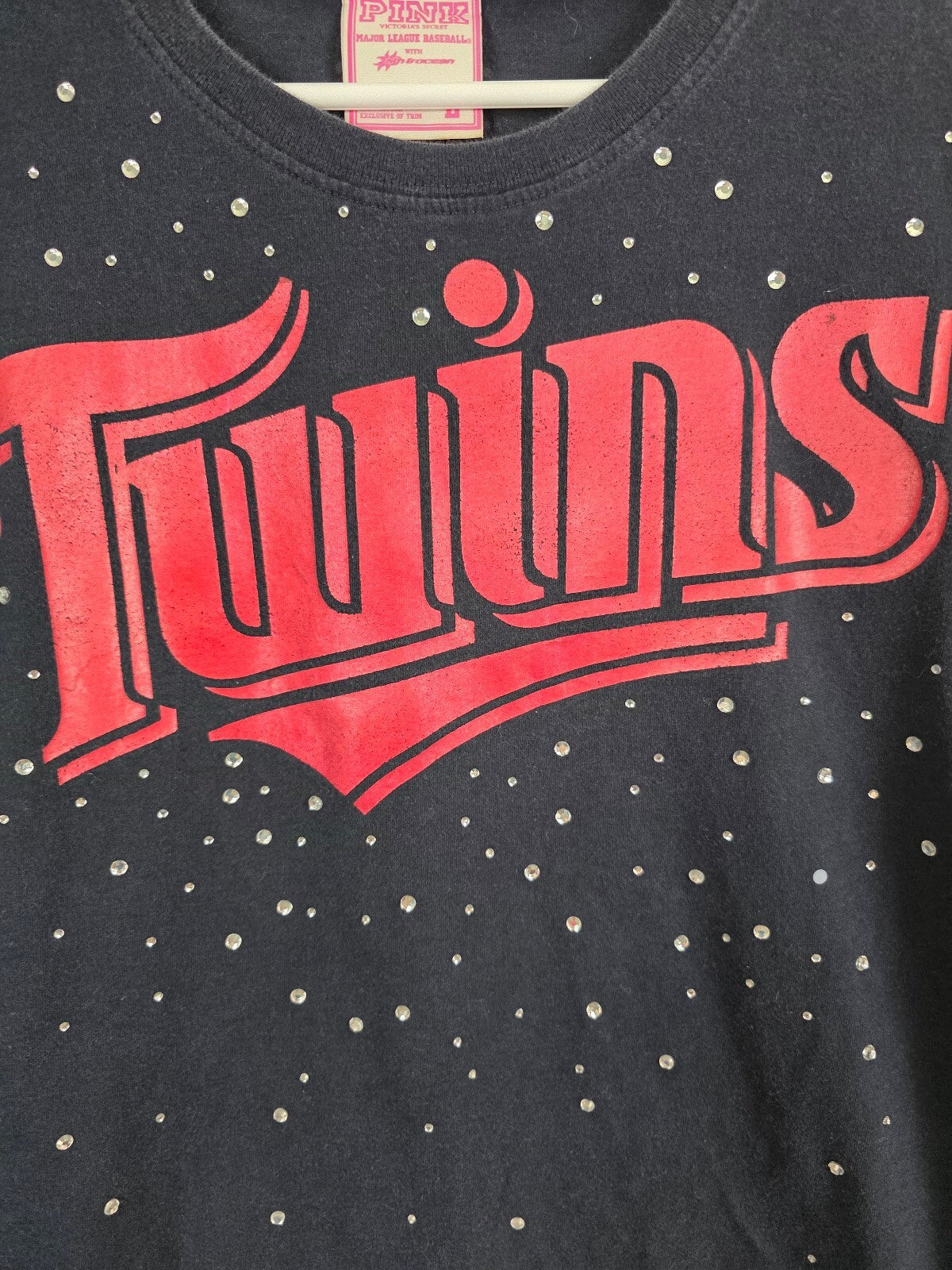 Victoria’s Secret PINK MLB Minnesota Twins Rhinestone BLING Tee Shirt L