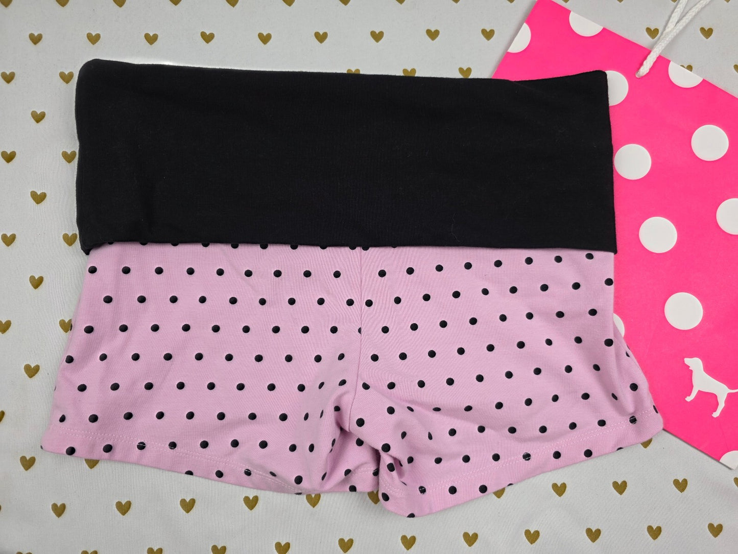 Victorias Secret PINK x Frankies Bikinis Polka Dot Foldover Yoga Shorts Cotton S