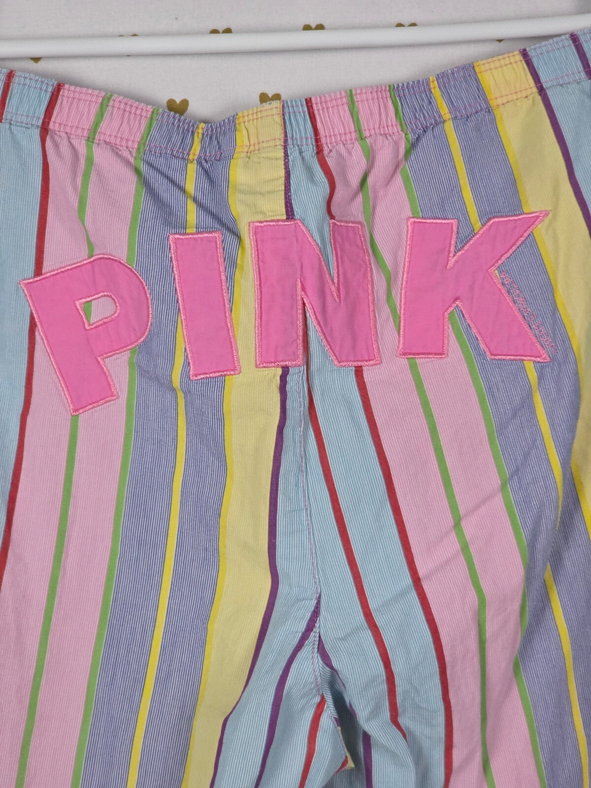 Victoria's Secret PINK Vintage Pink & Rock n' Roll Stripe Pajama Pants Large Y2K