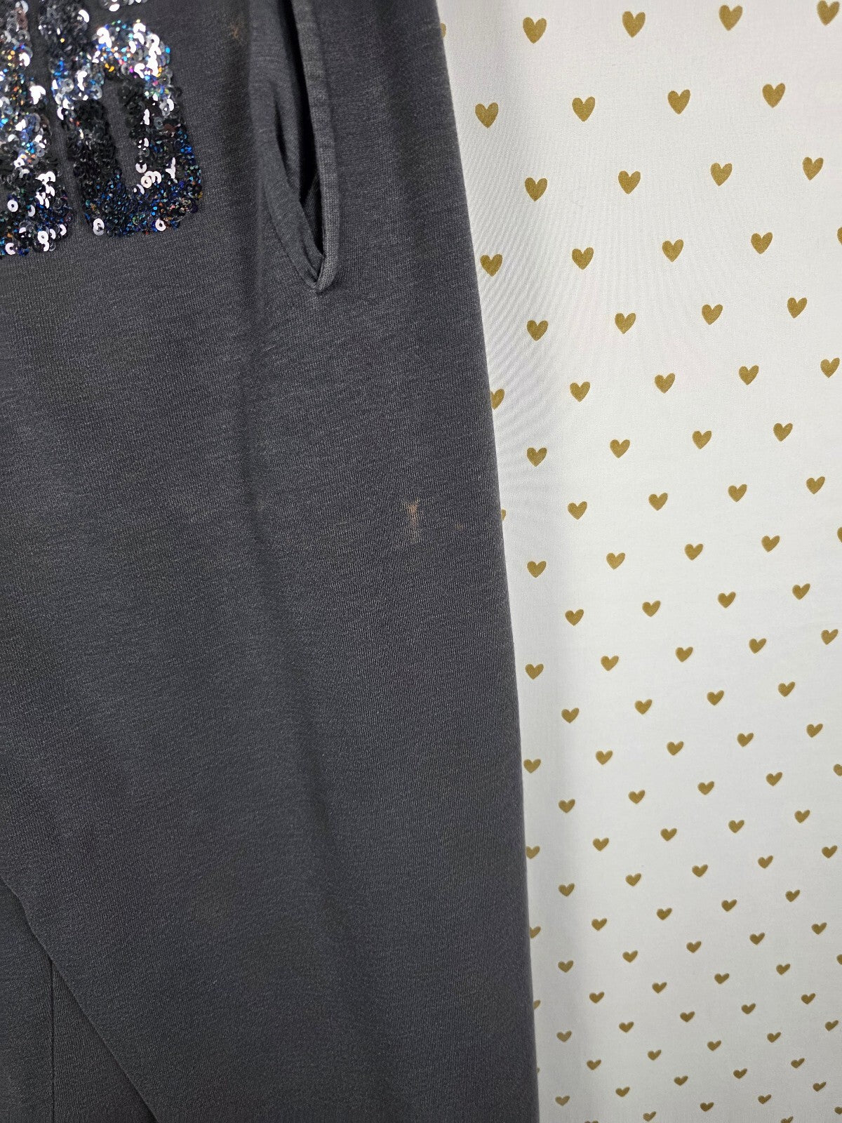 Victoria’s Secret PINK LOVE PINK Sequin BLING Hoodie Jogger Set Gray L