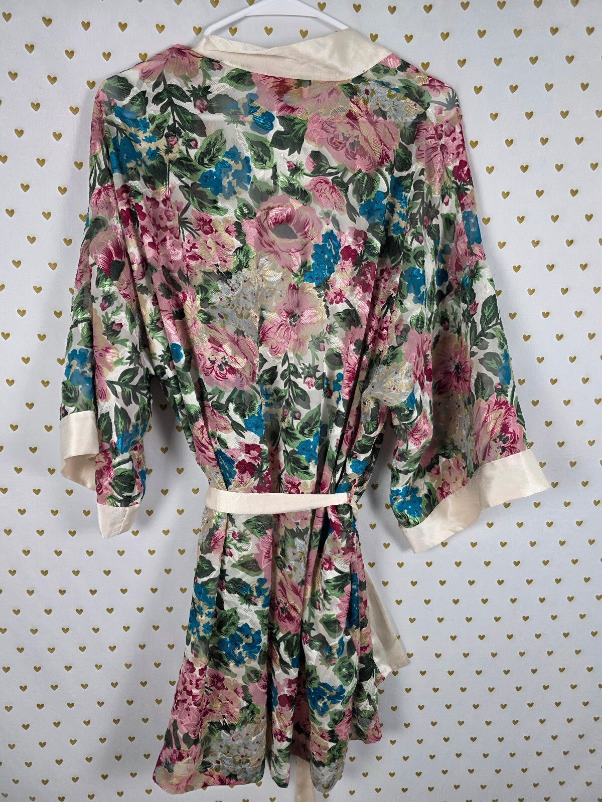 Vintage Victoria's Secret Floral Jacquard Teddy Bodysuit & Matching Robe Set