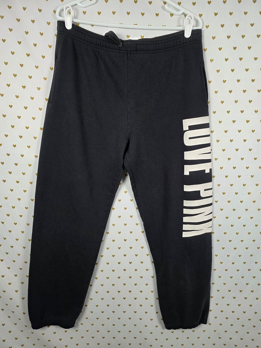 Victorias Secret PINK LOVE Black Sweats Sweatpants SMALL