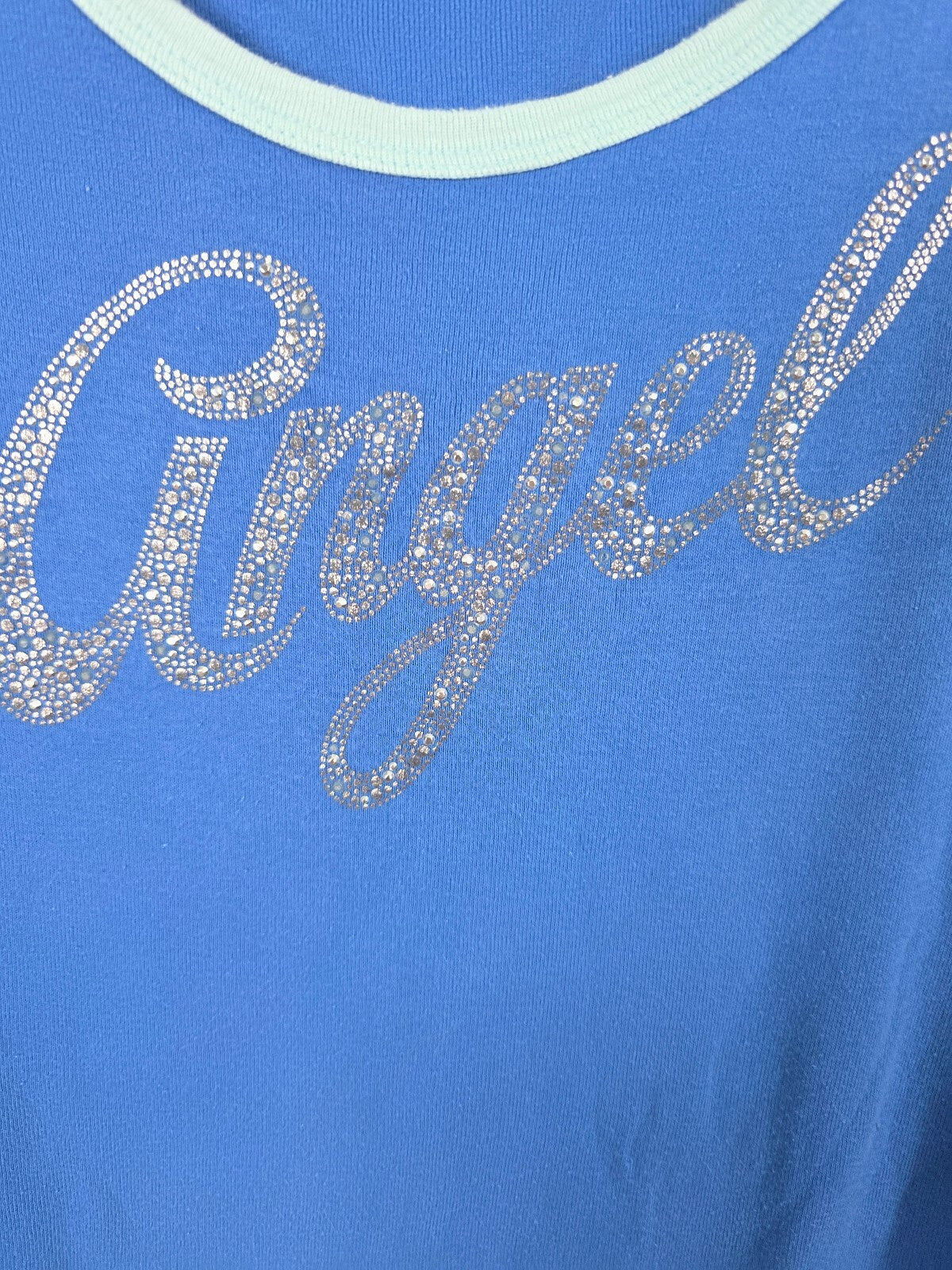Victorias Secret ANGEL Glitter Logo Long Sleeve Sleep Shirt Blue Nightgown XS