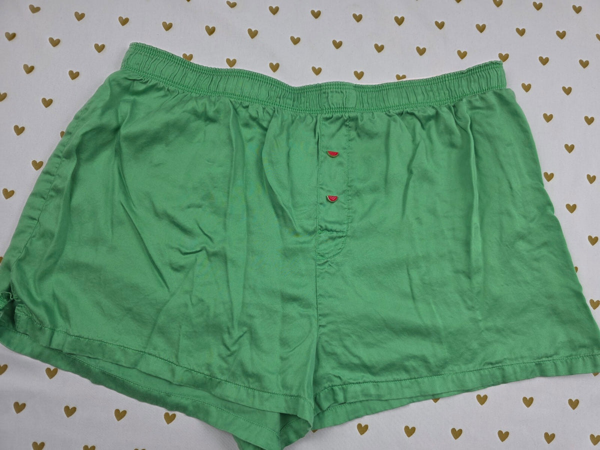 Victorias Secret PINK Silky Green Medium Sleep Shorts Boxers Pajama Bottoms