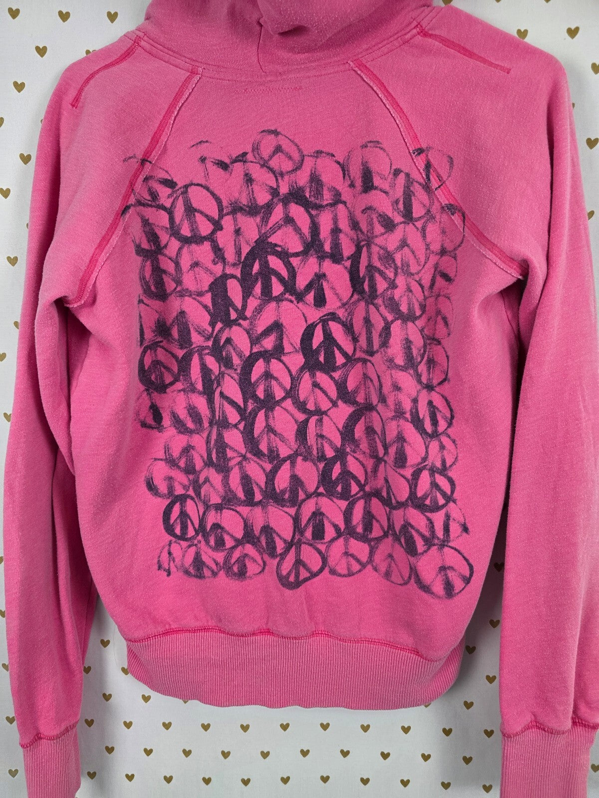 Victorias Secret Pink Vintage y2k Pullover V neck Hoodie Sweater PEACE Medium