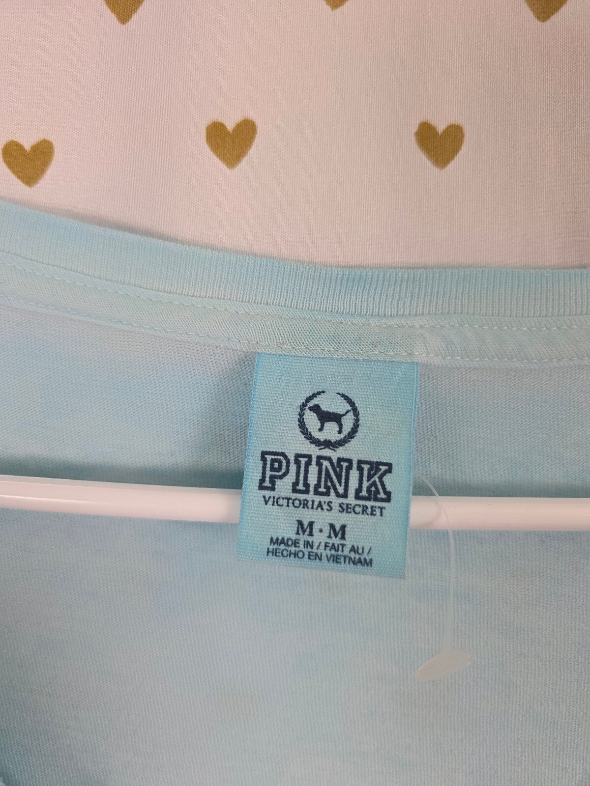 Victorias Secret PINK Vintage Blue V neck logo Tee shirt Medium