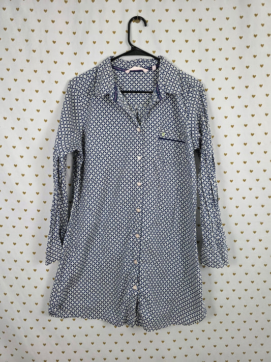 Victorias Secret Blue Button Front Nightgown Sleep Shirt Pajama Dress Large