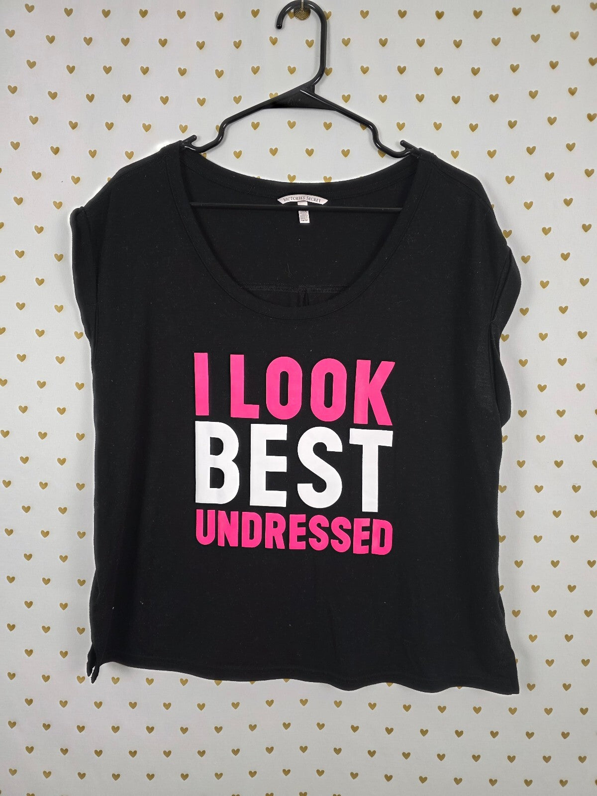 Victorias Secret I look best undressed Cute tee shirt black pink Medium