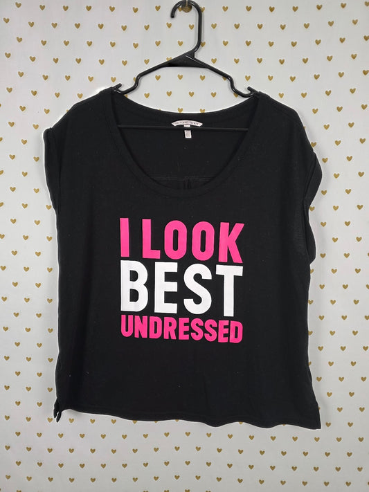 Victorias Secret I look best undressed Cute tee shirt black pink Medium