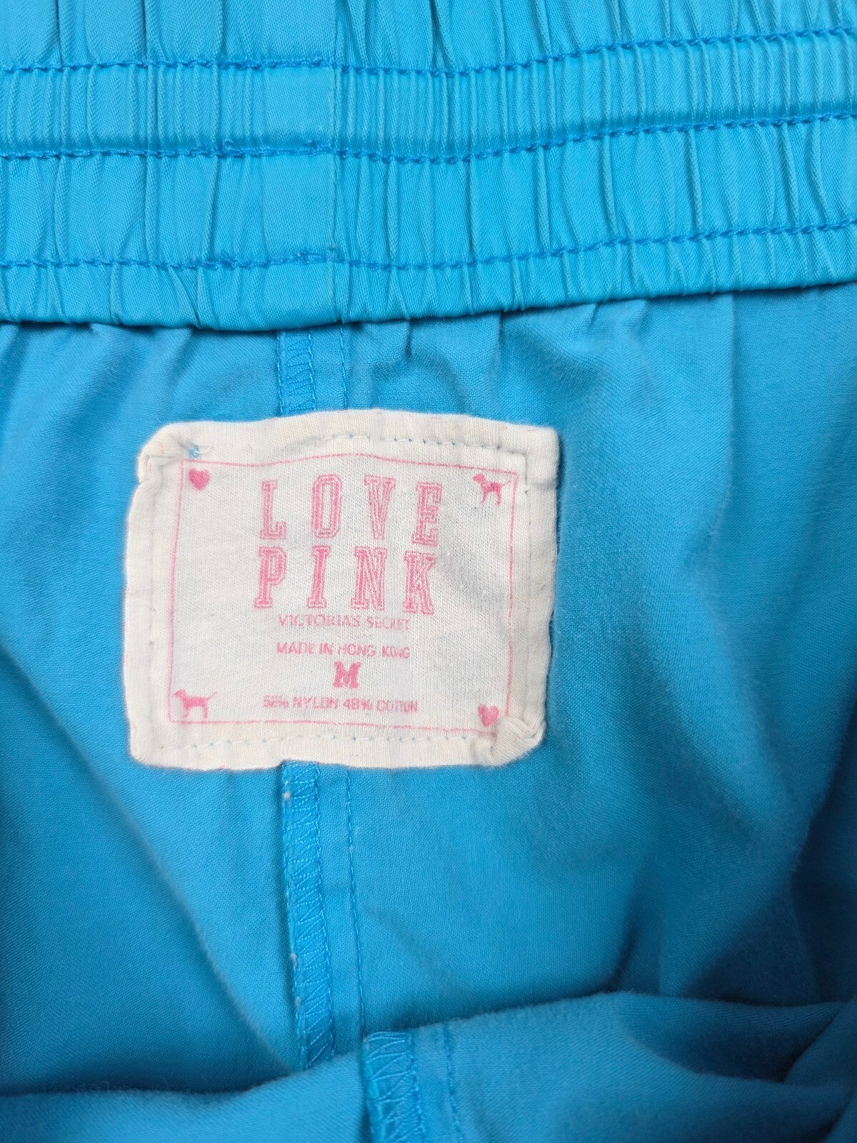 Victoria's Secret LOVE PINK Board Shorts M Blue Swim Y2K Logo Drawstring