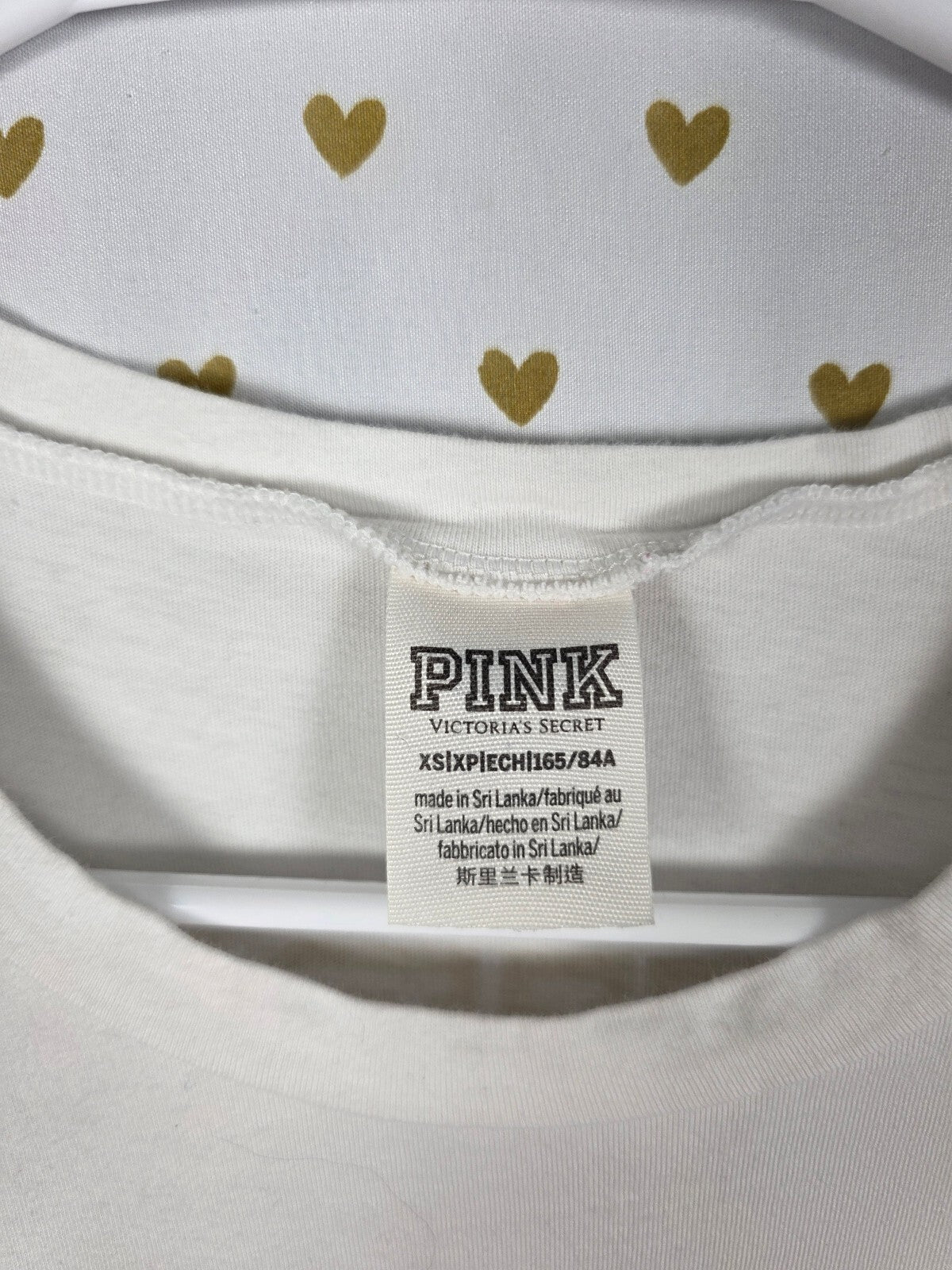 Victorias Secret PINK Rainbow 86 BLING Tee shirt White XS
