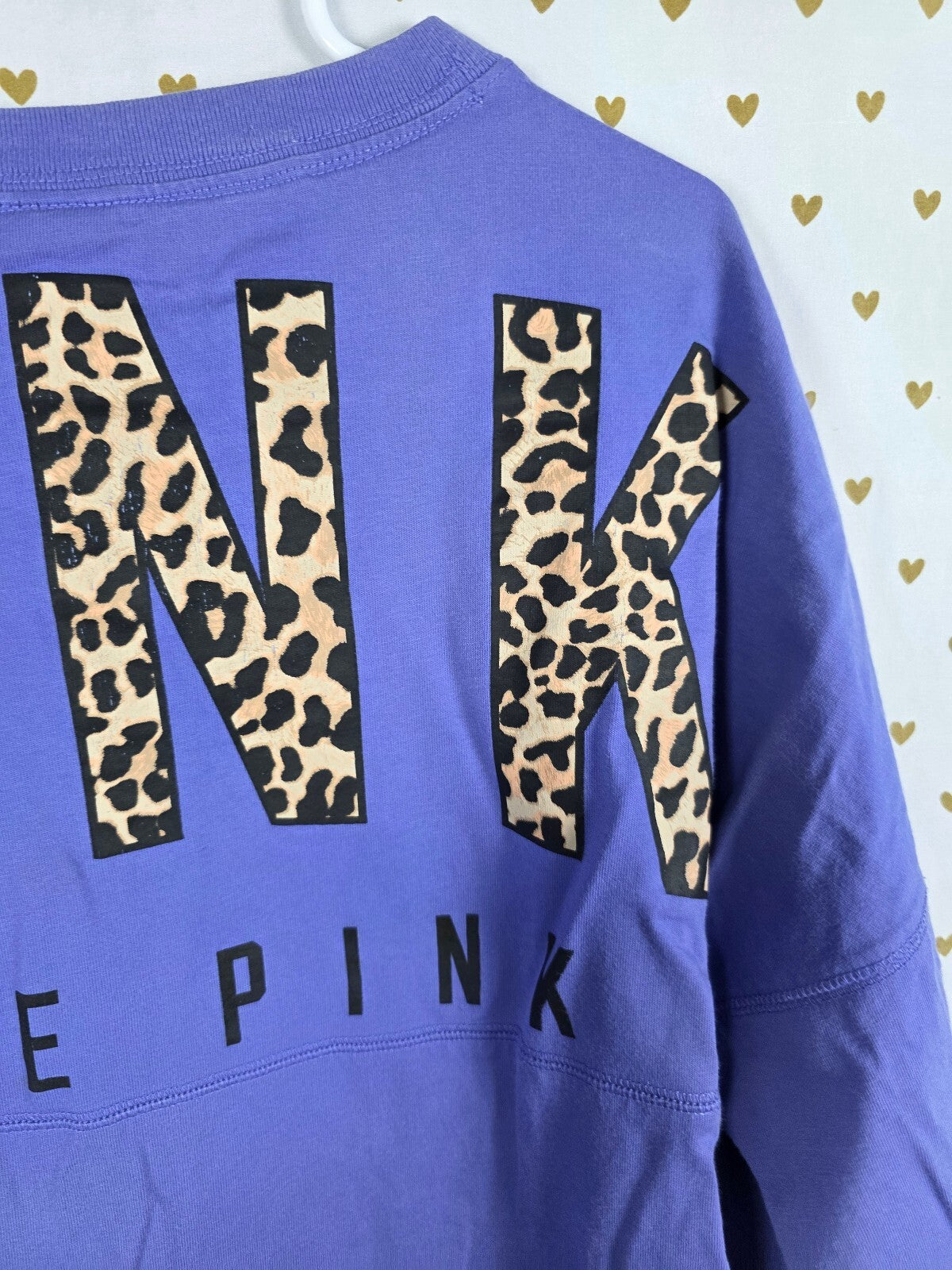 Victorias Secret PINK Leopard Cheetah Campus Oversized Logo Tee shirt Long XS