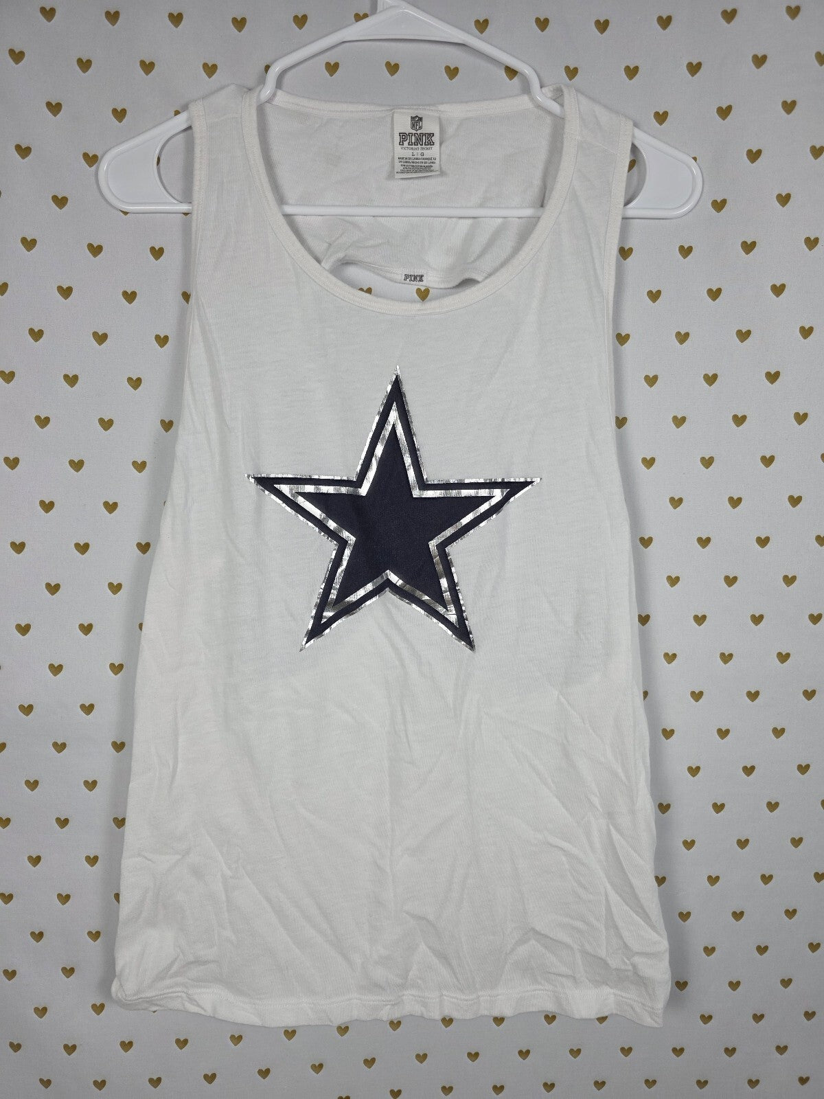 Victorias Secret PINK NFL Dallas Cowboys Star Open Back tank Top Football LARGE