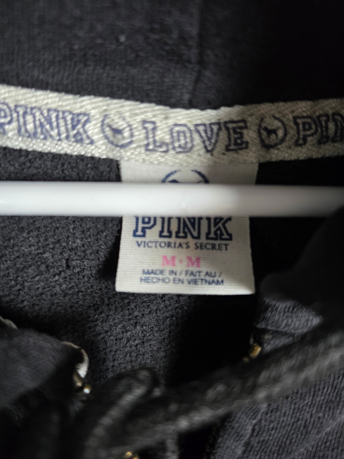 Victorias Secret Pink ZEBRA BLING Full ZIp Vintage y2k hoodie jacket MEDIUM