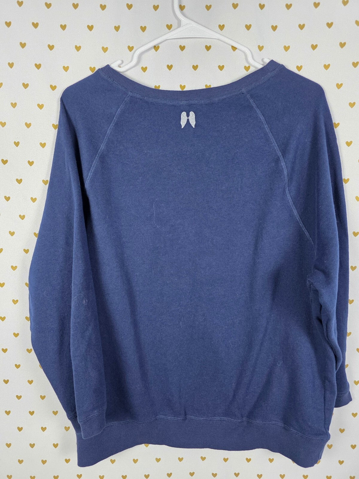 Victorias Secret ANGELS Blue Crew Sweater Shirt SMALL wings