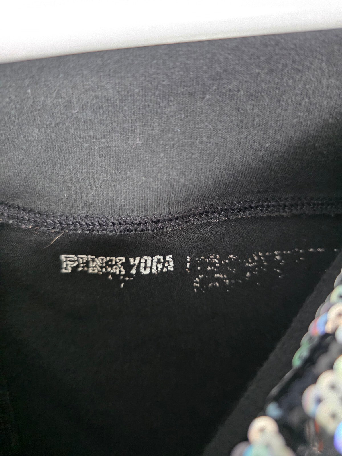 PINK Victoria's Secret FASHION SHOW Bling Foldover Leggings Black Sequin Y2k SM